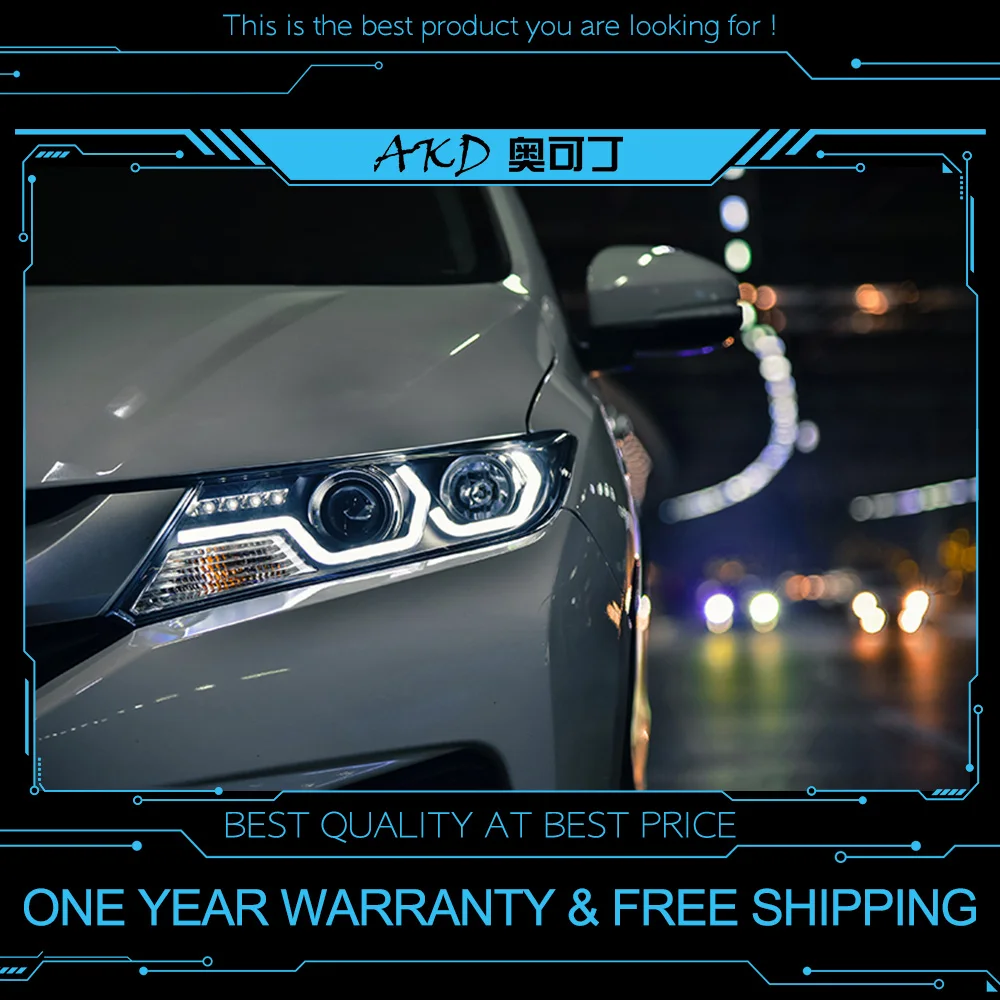 AKD тюнинг автомобильных фар для Honda CITY 2014 2016 светодиодные фары DRL ходовые огни Bi Xenon