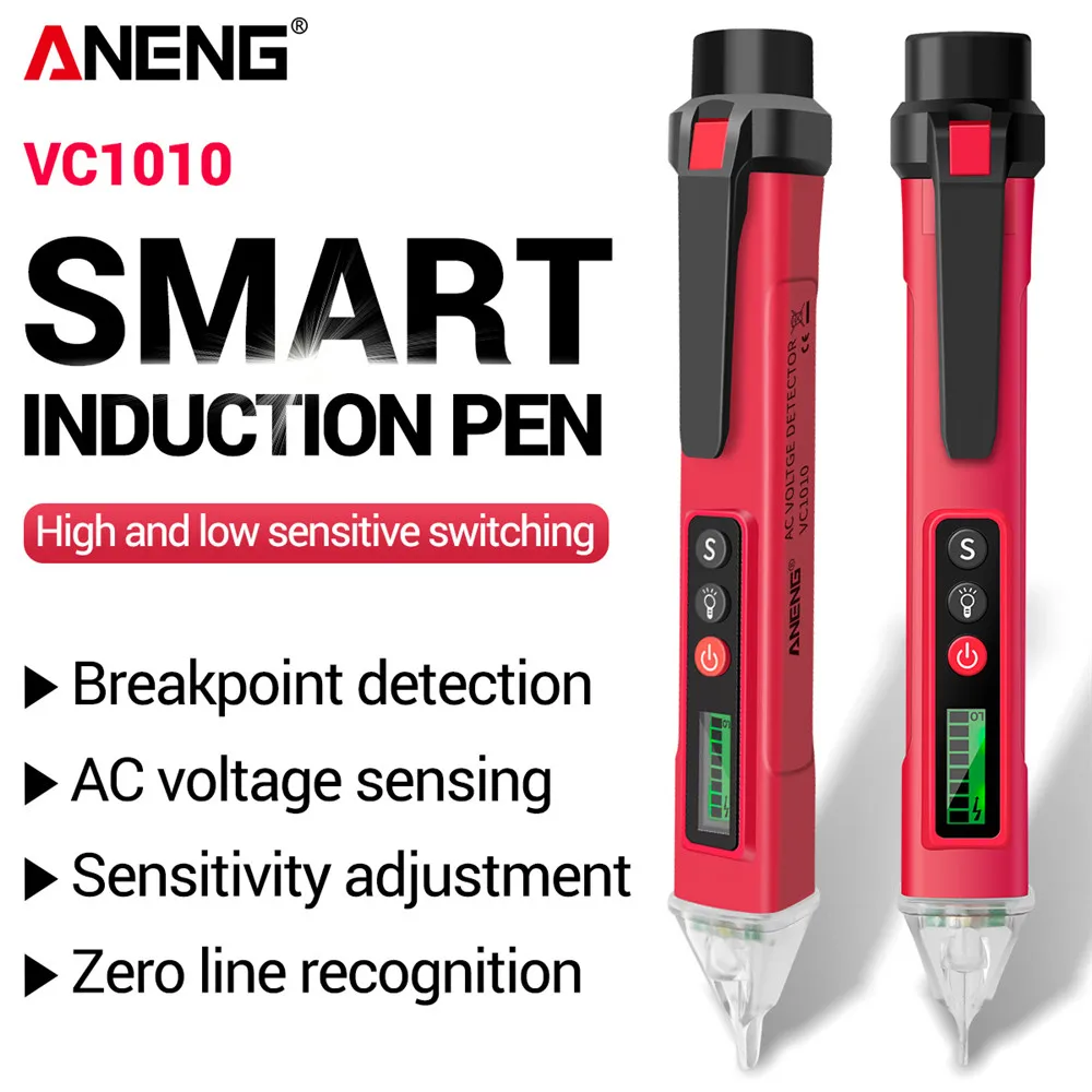 

ANENG VC1010 Digital Voltage Detectors 12-1000V Volt Current Electric Test Pencil AC/DC Non-Contact Pen Tester Meter 2020 new