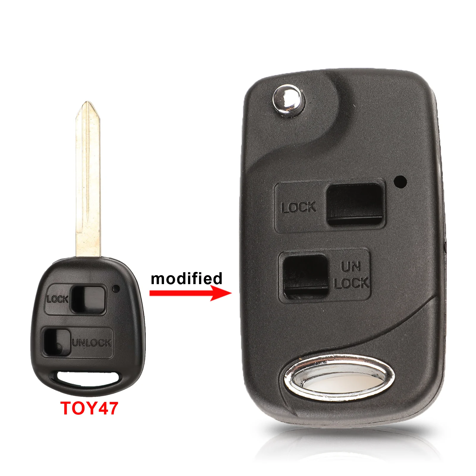 with TOY47 Blade Jingyuqin флип 2 кнопки дистанционного ключа оболочки для Toyota RAV4 Avalon Echo Prado Tarago Camry Tarago TOY43/TOY47 TOY48 Fob чехол - Количество кнопок: with TOY47 Blade