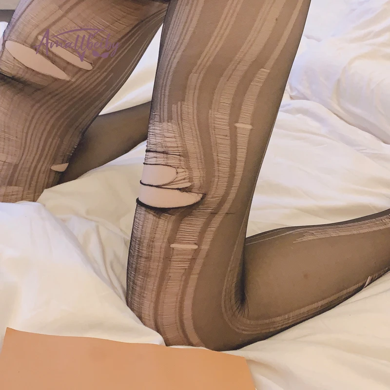 Black Temptation Sexy Tearable Pantyhose Soft Summer Transparent Shred Stockings Tear Off Stocking Disposable Pantyhose