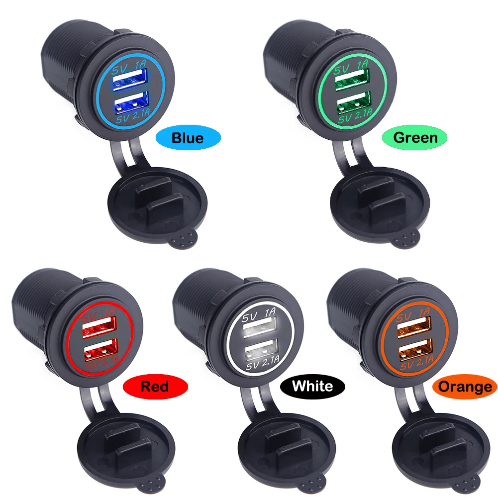 

Universal Car Charger USB Vehicle DC12V-32V Waterproof Dual USB Charger 2 Port Power Socket 5V 2.1A/1A High Quality