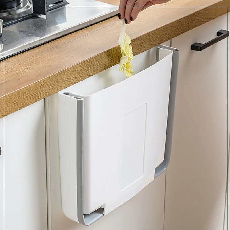 

Foldable Trash Can Kitchen Hanging Trash Can Collapsible Waste Bin for Cabinet Door Car Wall Mounted Storage Bucket Waste Bins