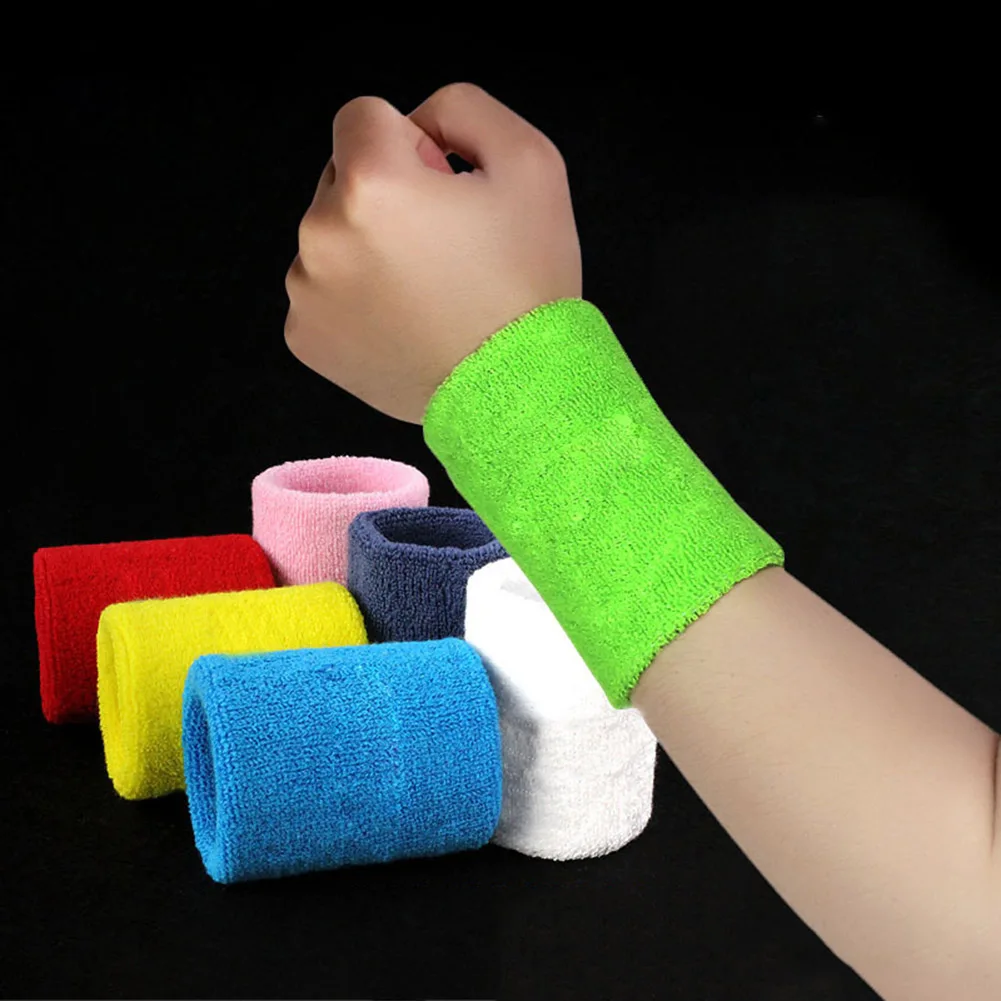 

1 Pair Sweat-absorbent Wristband Men Women's Sports Sweatband Tennis Band Elastic Arm Head Hand Protection Bands 10x8cm / 5x8cm
