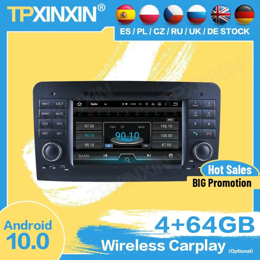 

Carplay Car Bluetooth Stereo Android For Benz ML W164 GL X164 2005 2006 2007 2008 2009 2010 2011 2012 GPS Player Audio Head Unit