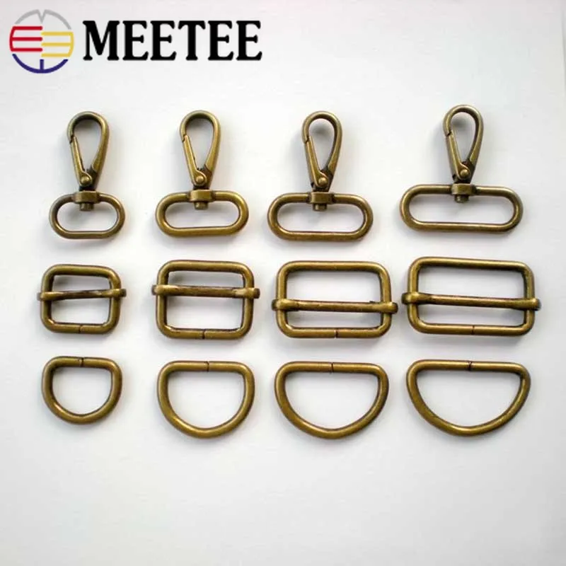Meetee 5 шт. латунь ползунки Tri скользит пряжки ремня ID20/25/32/38 мм BF208 сумка