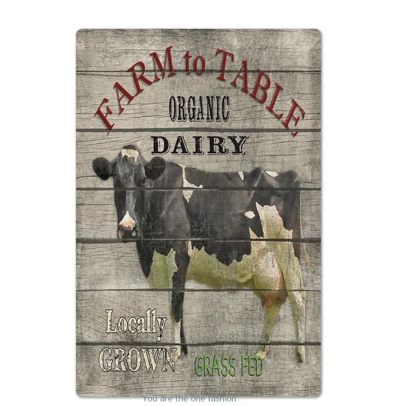 Shabby Wall Metal Tin Signs Farm To Table Fresh Milk Cows For Sale Vintage Iron Stickers Plaque Plate Decor Retro Pub | Дом и сад