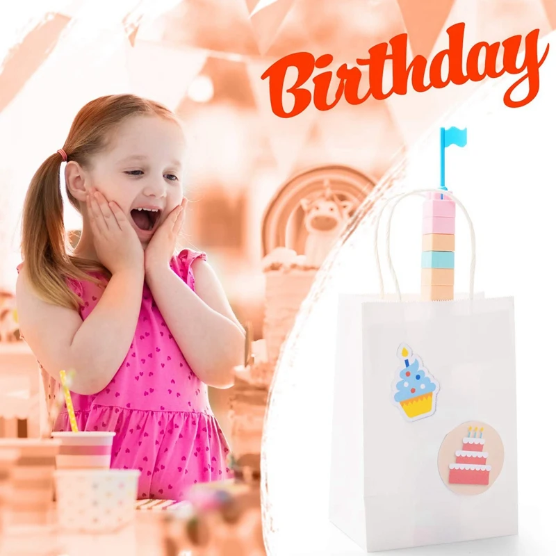 

Kraft Paper Bags 25Pcs 5.9X3.14X8.2 Inches Small Paper Gift Bags White Paper Bags With Handles Paper Shopping Bags Party Bags Re