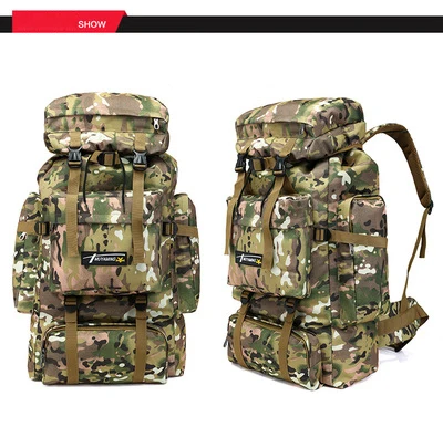 shandi 70L водонепроницаемый спортивный рюкзак спортивный камуфляж военный Молл тактический рюкзак для путешествий Пешие прогулки альпинистская сумка Mochila - Цвет: shandi