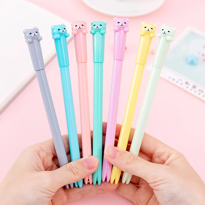 

Cartoon Candy Color Bear Gel Pen Cute 0.38 mm Black Ink Neutral pen office School writing Supplies Stationery gift