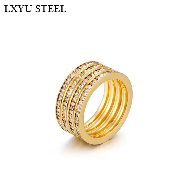 

CZ AAA Stainless Steel Jewelry Rings For Women 10mm Width Full Cubic Zirconia Anillos Mujer Weddding Rings Gifts