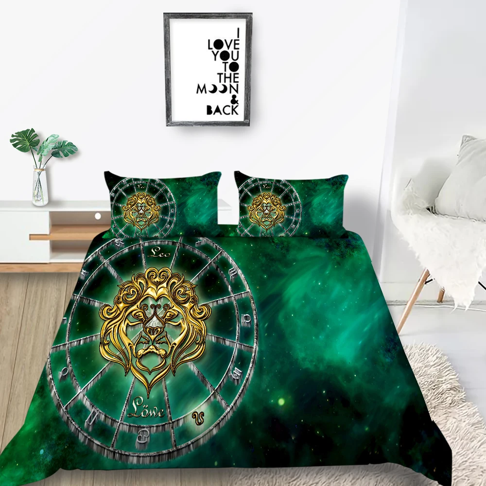 Pisces Bedding Set Constellation Creative Fashion 3D Duvet Cover Green King Queen Twin Full Single Double Unique Design Bed | Дом и сад