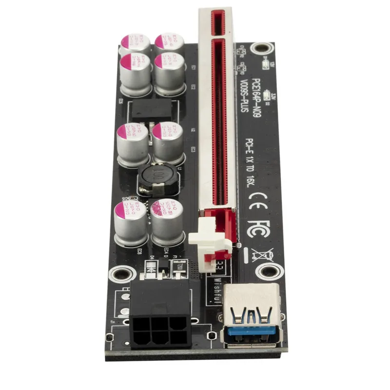 PCI-E Pcie Riser VER009S PLUS Профессиональный 1X 4x 8x 16x расширитель PCI E USB GPU 6-контактная карта