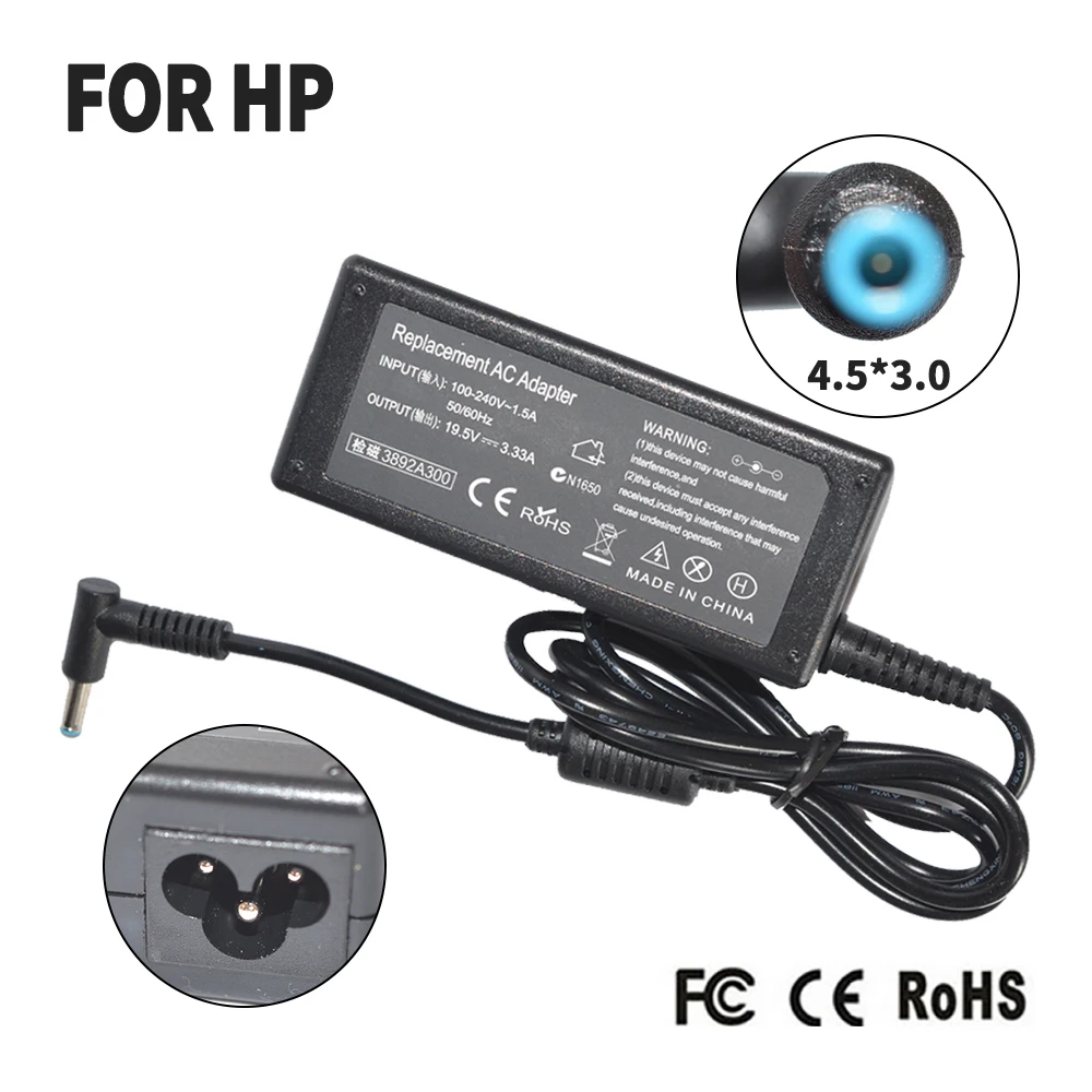 

19.5V 3.33A 4.5*3.0mm AC Adapter For HP Laptop Envy4 Envy6 K001TX C8K20PA TPN-F112 F113 Pavilion 15 Series Notebook Charger