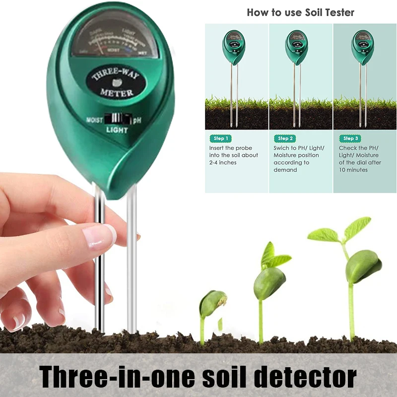 

3-in-1 Soil Tester with 2 Testing Needles Soil pH Meter with Brightness Humidity & PH Value for Garden Farm Lawn 26cm TP-Hot