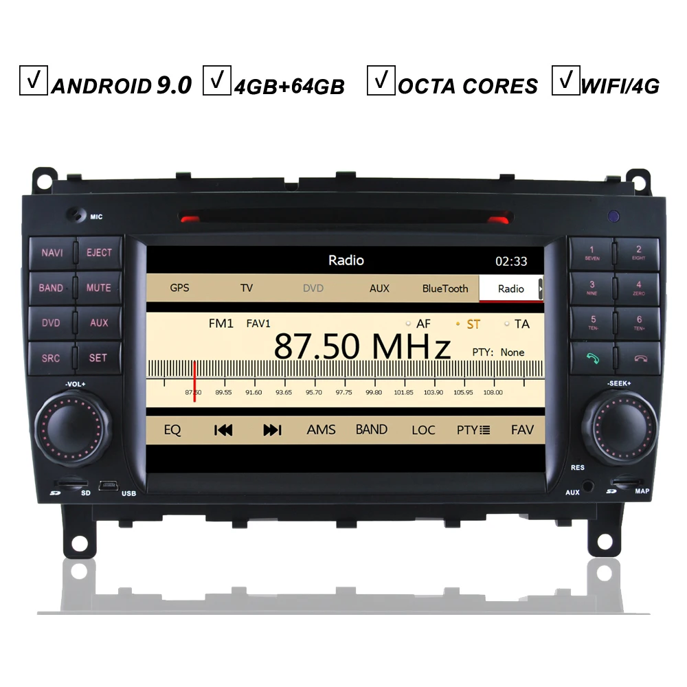7-дюймовый автомобильный DVD gps плеер Android 9,0 для Mercedes Benz W209 CLK CLS W219 Радио Данные беспроводного обмена карта Камера Вход Wi-Fi Navi