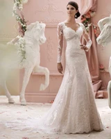 vestido de noiva 2015 renda sexy long sleeve mermaid wedding dress vintage lace wedding dress church vestido de casamento 2015