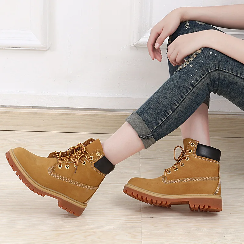 Женские ботинки martin Желтая обувь из натуральной кожи зимние рабочие женские