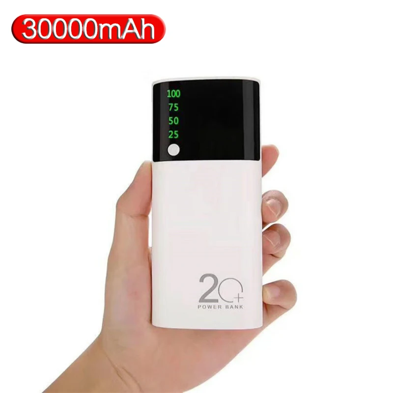 Внешний аккумулятор 30000 мАч переносной зеркальный экран Power Bank быстрое зарядное