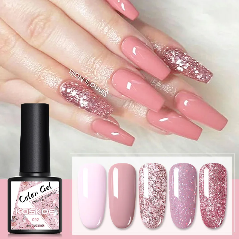 KOSKOE 8 мл розовое золото блестящий Гель лак для ногтей на Цвет! Полупостоянная био