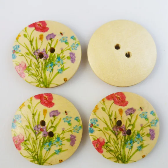 

20PCS 30MM flower and bees painting wooden buttons coat boots sewing clothes accessories MCB-244