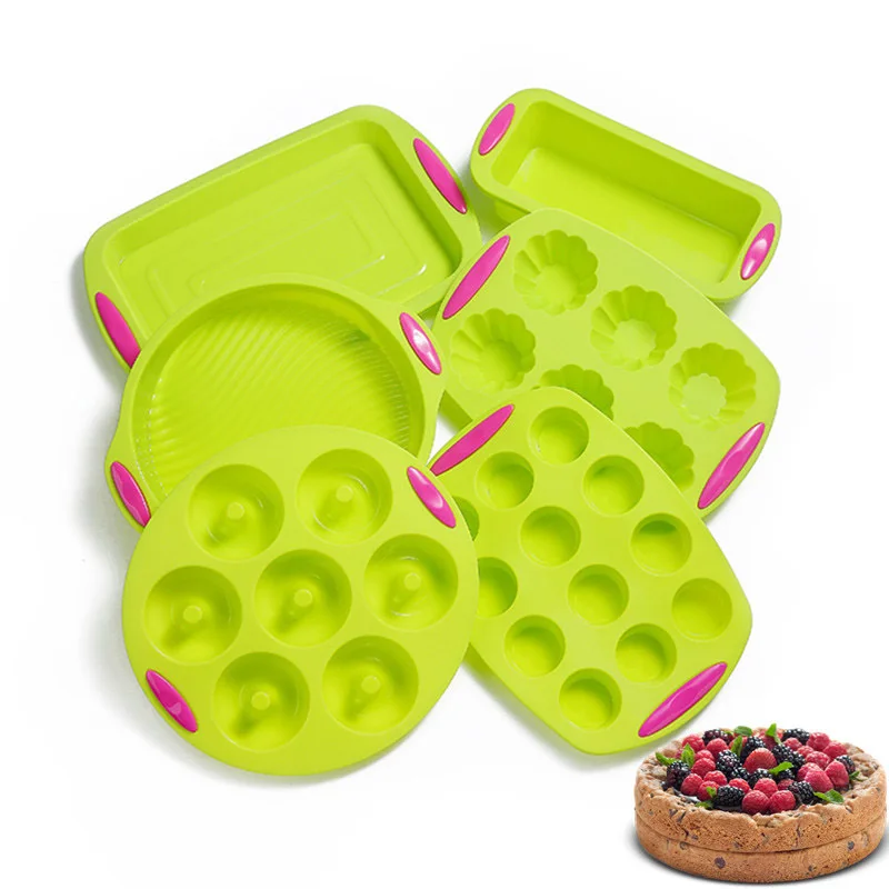 5pcs/set Silicone Baking Pans Donut Mold Non Stick Bakeware Set Food Grade Cake Molds for | Дом и сад