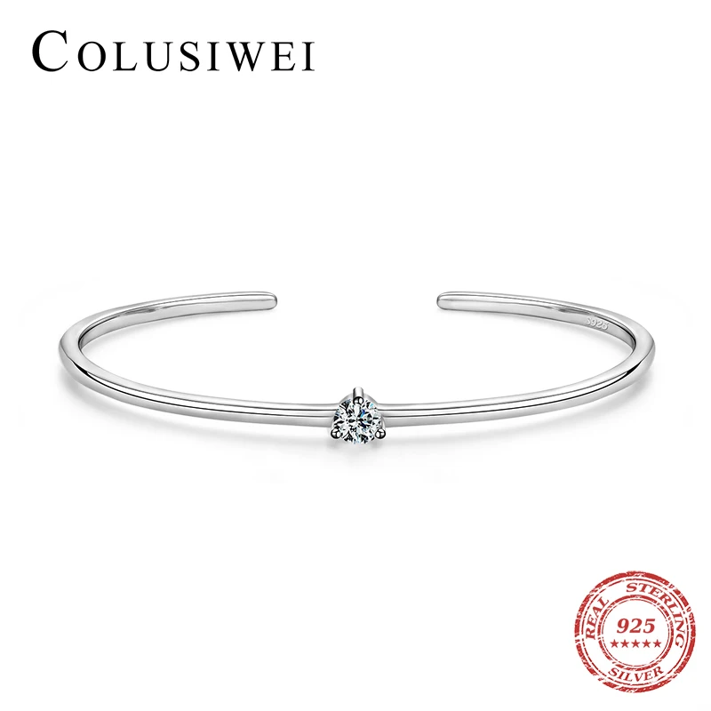 

Colusiwei Shiny Triangle Clear CZ Classic Open Adjustable 925 Sterling Silver Bracelet for Women Lovely Exquisite Bangle Jewelry