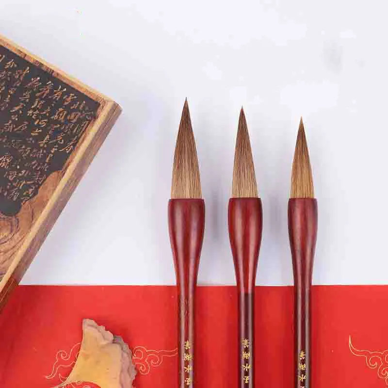 Chinese Traditional Calligraphy Pen Brush Sets Regular Script Practice Couplets Multiple Hair Woolen Hopper-shaped Writing Brush