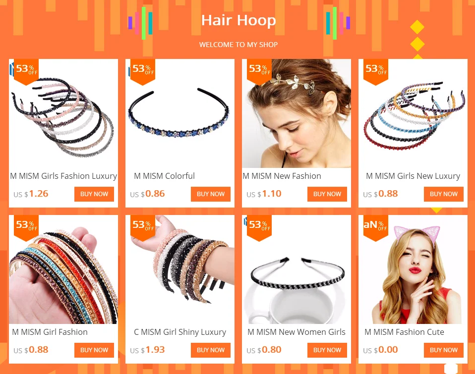 M MISM New Women Girls Korean Fashion Crystal Hair Bands Hoop Bezel Headband Flower Shining Elegant Rhinestone Hair Accessories
