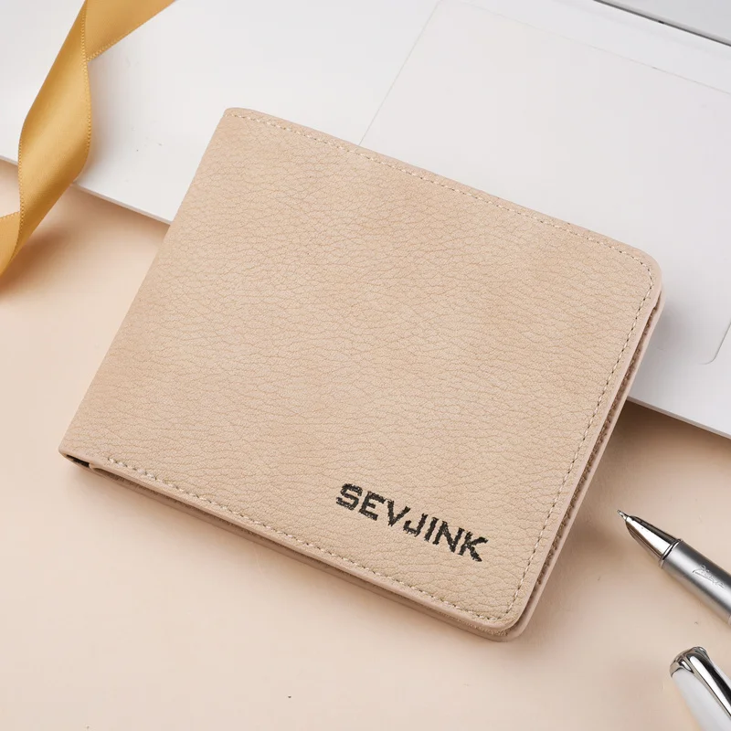 Мужской кошелек кожаный короткий коричневый кредитная карта тонкий милый