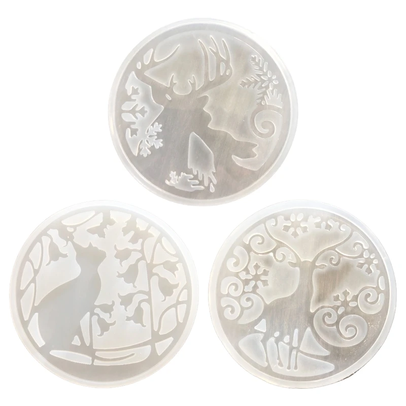 

Cat Christmas Elk Pendant Crystal Epoxy Resin Mold DIY Crafts Decorations Jewelry Making Tool Ornament Silicone Mould