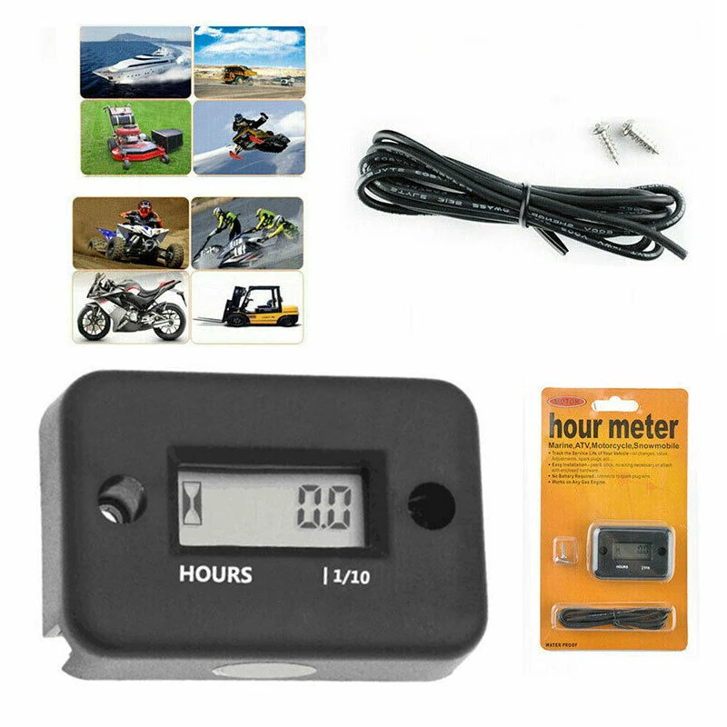 

LCD Inductive Waterproof Hour Meter For Marine ATV Motorcycle Gasoline Engine Lawn Mower LCD Timer Instruments