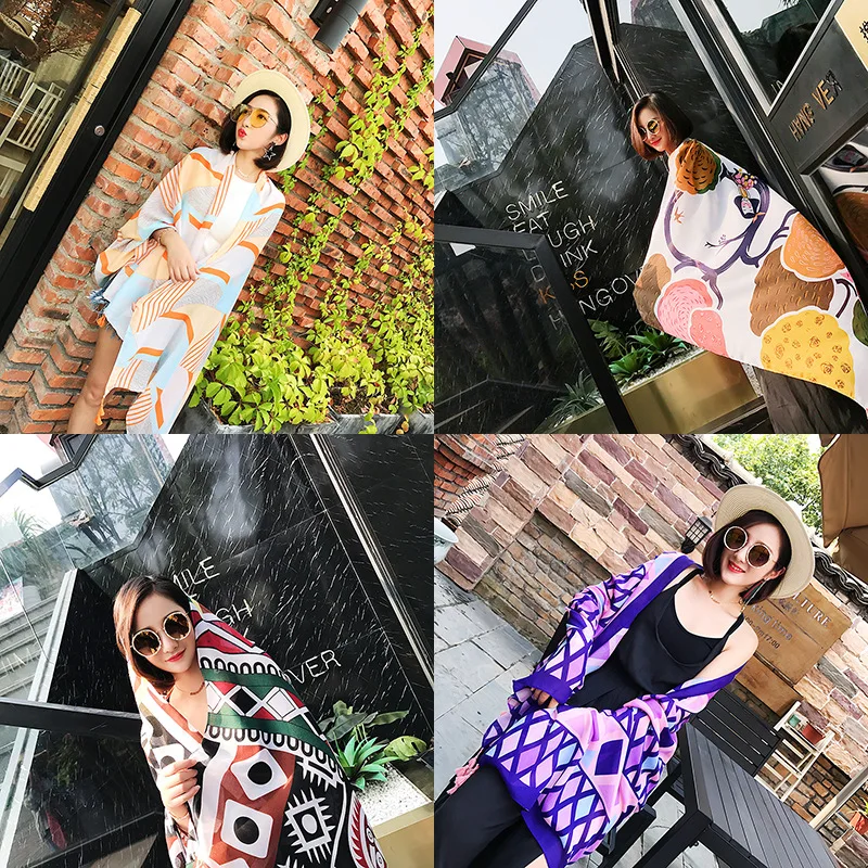 Летние шарфы из хлопка и льна в этническом стиле Женская шаль пашимины пляжное