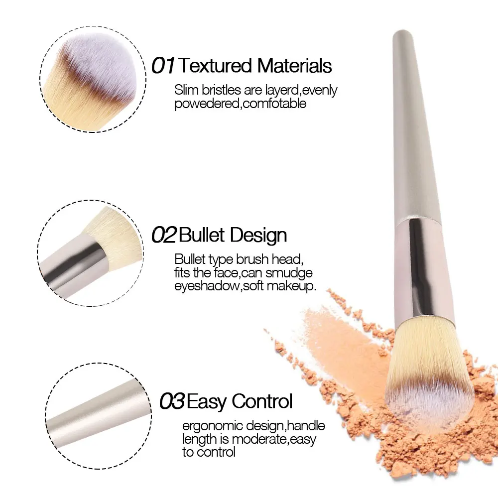 Набор кистей для макияжа цвета шампанского пудра румяна тени век консилер губ