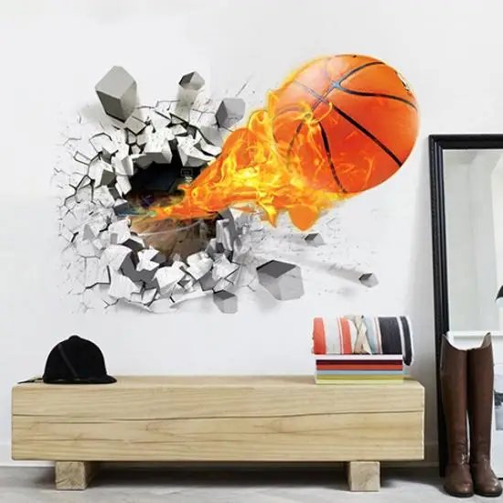 Фото 1 шт. водонепроницаемые 3D-наклейки на стену в виде баскетбольной Раш | Дом и сад