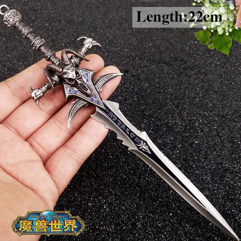 Оплакивающий Мир Warcraft Оружие бурение Мороз Металл овечья голова меч сплав модель