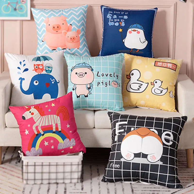 

Милый мультяшный чехол для подушки с животными, чехол для подушки, прекрасный чехол для гостиной, спальни, дивана, подушки, Офисная подушка, поддержка талии