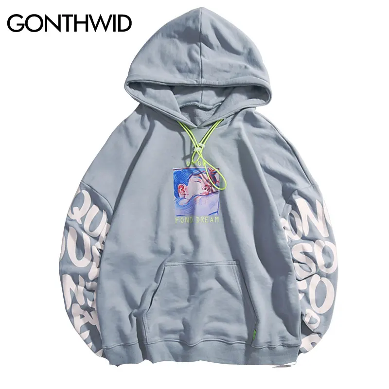GONTHWID Fond Dream граффити графический принт мужские свитера и толстовки Harajuku Хип Хоп
