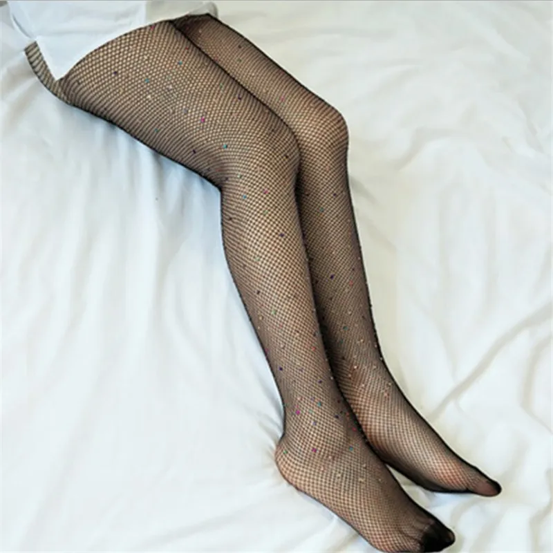 Пикантные Для женщин алмазные модные колготки в сеточку Носки детские
