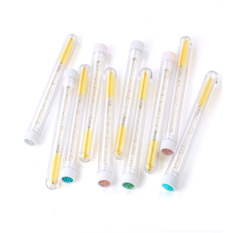 

1/10PCS Diamond eyebrow brush tube disposable eyelash brush Reusable Crystal Eyelash brush dust-proof Sparkling Bling