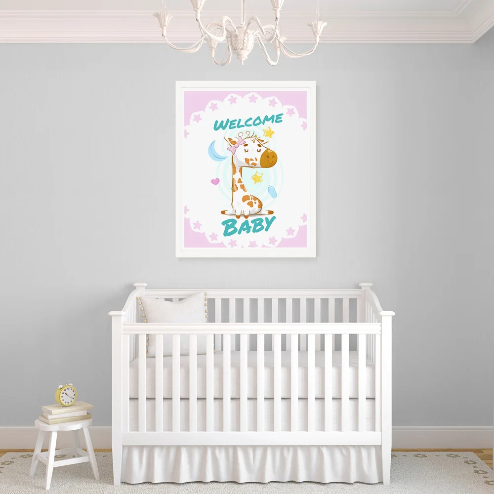 Милые животные слон жираф мальчик детская настенная Картина на холсте