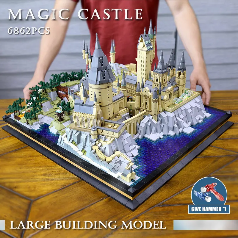 Форма король MOC фильмы уличный вид строительные наборы волшебный школьный замок