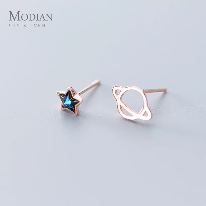 Modian Серебро 925 Сердце планета и серьги гвоздики &quotЗвёзды&quot для Для женщин пробы