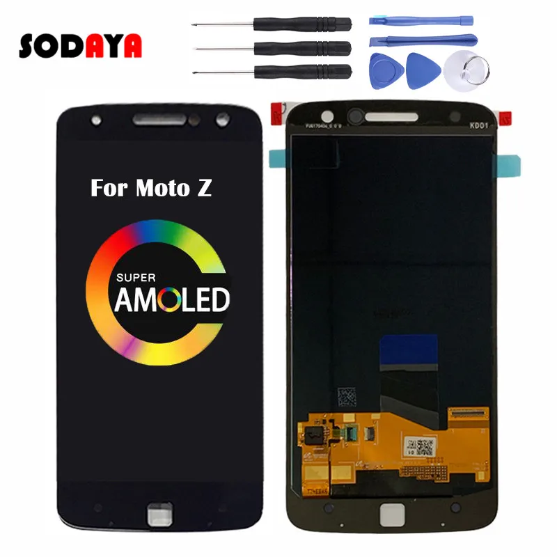 100% Оригинальный ЖК дисплей для Motorola Moto Z Droid XT1650 03 сенсорный экран дигитайзер 2560x1440