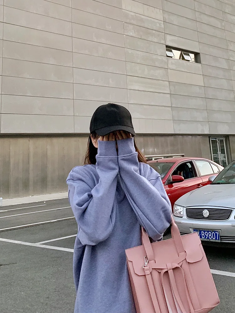 

High Quality O-neck Sweatshirt Cotton Loose Long Sleeve Autumn Winter Clothes Unisex Pullover Sweatshirts Top 4 Colors