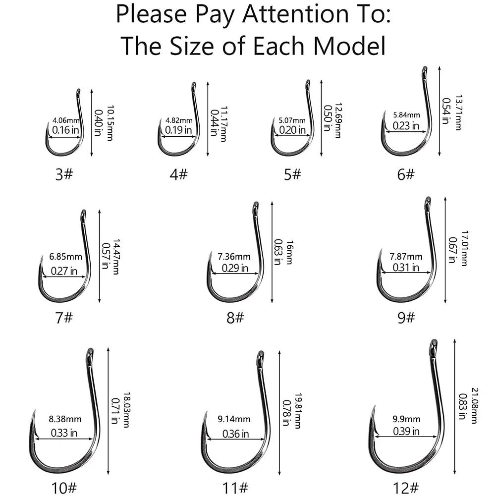 

200pcs Fishing Hook Set Carbon Steel Corrosion Resistant Single Circle Hook Fly Hook Barb Barb Carp Hook Sea Fishing Accessories