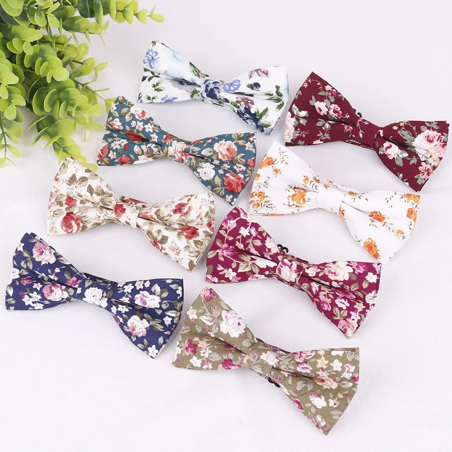 

Sitonjwly Floral Bow Ties for Mens Cotton Bowtie Neckties For Women Wedding Business Suits Gravata Butterfly Cravats Custom Logo