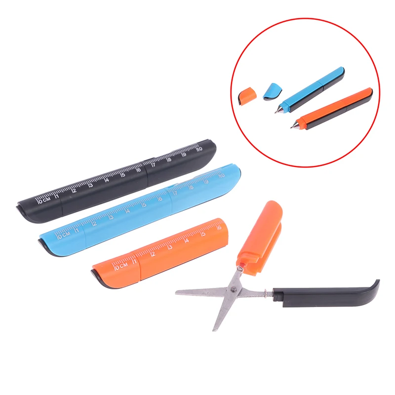 

1PC Multifunctional Tools Folding Scissors Ball Pens Knives Rulers Multi-functional