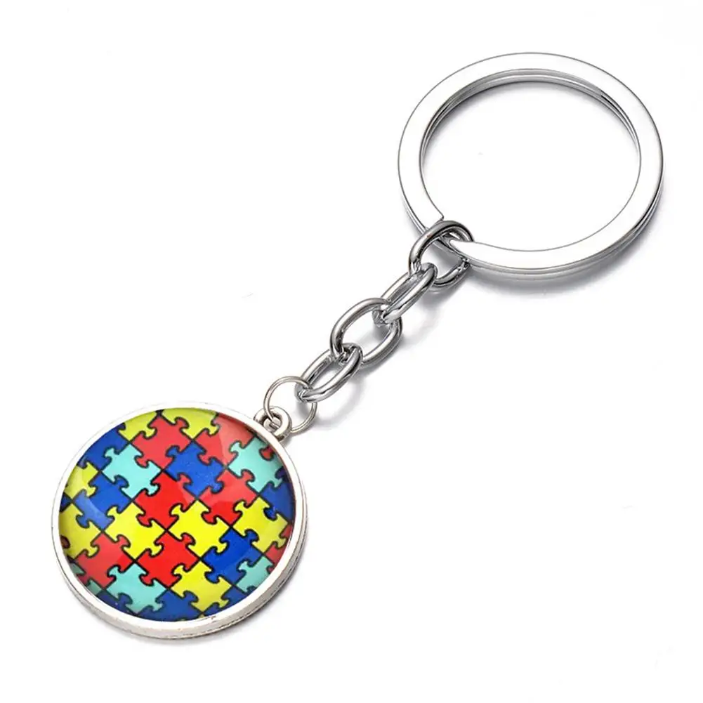 Новые Красочные головоломки время брелок кулон DIY сплав ретро стекло