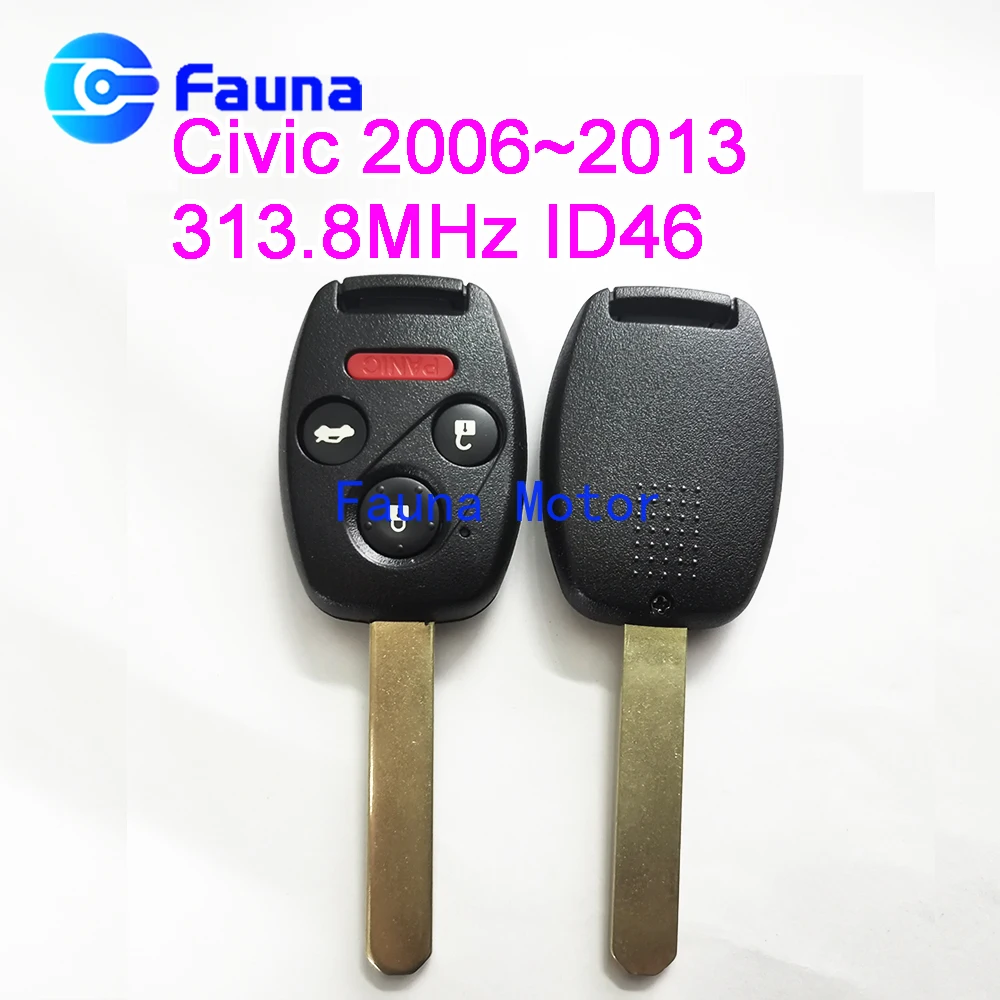 Ключ дистанционного управления с 4 кнопками 313 8 МГц для Honda Civic Acura 2006 - 2013 чипом ID46