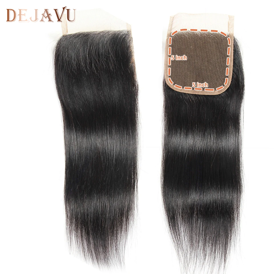 DEJAVU remy hair 5x5 бразильские прямые волосы с закрытием волосами младенца